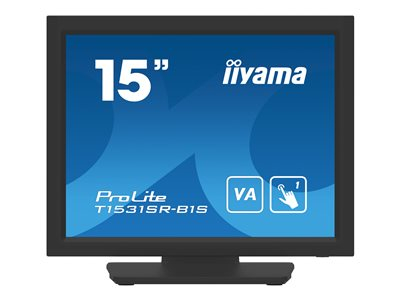 iiyama ProLite T1531SR-B1S - Écran LED - 15" - écran tactile - 1024 x 768 - VA - 350 cd/m² - 2500:1 - 18 ms - HDMI, VGA, DisplayPort - haut-parleurs - noir, mat
