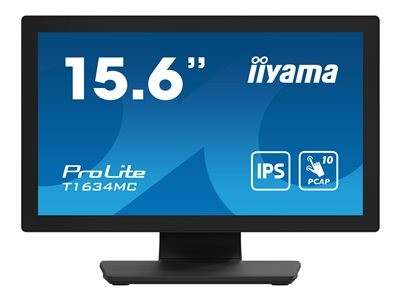iiyama ProLite T1634MC-B1S - Écran LED - 15.6" - écran tactile - 1920 x 1080 Full HD (1080p) @ 60 Hz - IPS - 450 cd/m² - 700:1 - 25 ms - HDMI, VGA, DisplayPort - noir, mat