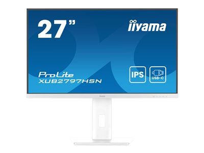 iiyama ProLite XUB2797HSN-W2 - Écran LED - 27" - 1920 x 1080 Full HD (1080p) @ 100 Hz - IPS - 300 cd/m² - 1000:1 - 1 ms - HDMI, DisplayPort, USB-C - haut-parleurs - blanc, mat