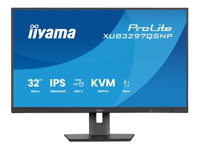 iiyama ProLite XUB3297QSNP-B1 - Écran LED - 32" (31.5" visualisable) - 2560 x 1440 QHD @ 100 Hz - IPS - 350 cd/m² - 1000:1 - 1 ms - HDMI, DisplayPort, USB-C - haut-parleurs - noir, mat