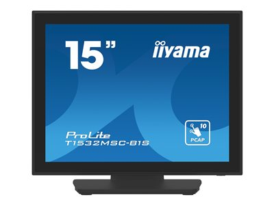 iiyama ProLite T1532MSC-B1S - Écran LCD - 15" - écran tactile - 1024 x 768 - TN - 350 cd/m² - 800:1 - 8 ms - HDMI, VGA, DisplayPort - haut-parleurs - noir, mat