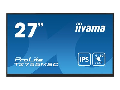 iiyama ProLite T2755MSC-B1 - Écran LED - 27" - écran tactile - 1920 x 1080 Full HD (1080p) @ 60 Hz - IPS - 400 cd/m² - 1000:1 - 5 ms - HDMI, DisplayPort - haut-parleurs - noir, mat