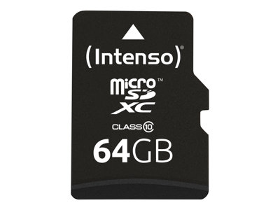 Intenso - Carte mémoire flash (adaptateur microSDXC vers SD inclus(e)) - 64 Go - Class 10 - microSDXC