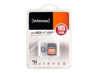 Intenso - Carte mémoire flash (adaptateur microSDHC - SD inclus(e)) - 16 Go - Class 4 - 140x/34x - micro SDHC