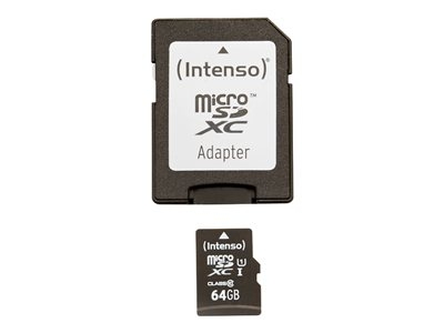 Intenso Premium - Carte mémoire flash (adaptateur microSDXC vers SD inclus(e)) - 64 Go - UHS Class 1 / Class10 - microSDXC UHS-I