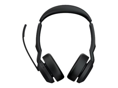 Jabra Evolve2 55 MS Stereo - Micro-casque - sur-oreille - Bluetooth - sans fil - Suppresseur de bruit actif - USB-A - noir - certifié Zoom, Certifié pour Microsoft Teams, Cisco Webex Certified, Optimisé pour la CU, Certifié Alcatel-Lucent, Certifié Avaya, Certifié Unify, Certifié MFi, Certifié Google Meet, Certifié Amazon Chime, Certifié Google Fast Pair