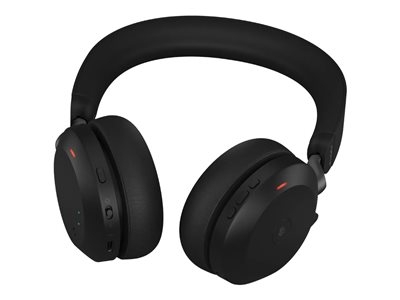 Jabra Evolve2 75 - Micro-casque - sur-oreille - Bluetooth - sans fil - Suppresseur de bruit actif - USB-A - isolation acoustique - noir - Certifié pour Microsoft Teams
