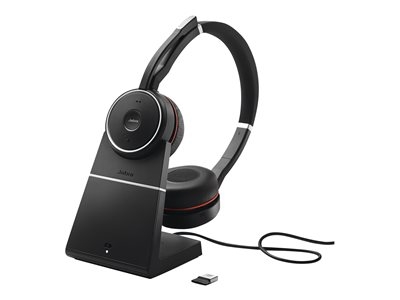 Jabra Evolve 75+ UC Stereo - Micro-casque - sur-oreille - Bluetooth - sans fil - Suppresseur de bruit actif - USB