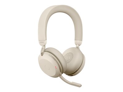 Jabra Evolve2 75 - Micro-casque - sur-oreille - Bluetooth - sans fil - Suppresseur de bruit actif - USB-C - isolation acoustique - beige - Optimisé pour la CU