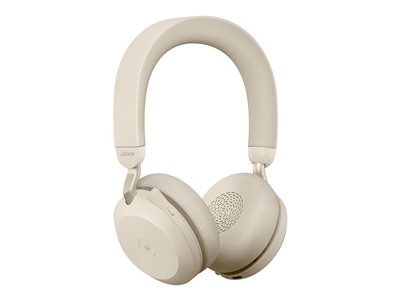 Jabra Evolve2 75 - Micro-casque - sur-oreille - Bluetooth - sans fil - Suppresseur de bruit actif - USB-A - isolation acoustique - beige - Certifié pour Microsoft Teams