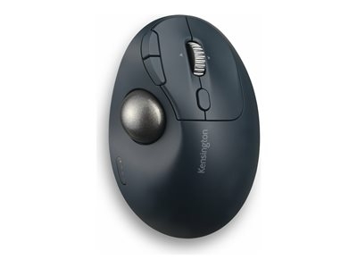 Kensington Pro Fit Ergo TB550 Trackball EQ - Trackball - ergonomisch - optisch - 9 knoppen - draadloos - 2.4 GHz, Bluetooth - USB draadloze ontvanger - blauw-grijs, zwart - detailhandel - kleurdoos