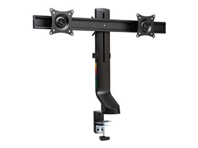 Kensington SmartFit Space-Saving Dual Monitor Arm - Kit de montage - inclinaison et rotation - pour 2 moniteurs - plastique, aluminium, acier - noir - Taille d'écran : jusqu'à 27 pouces - ordinateur de bureau, pince en forme de C, oeillet, montrable sur bureau