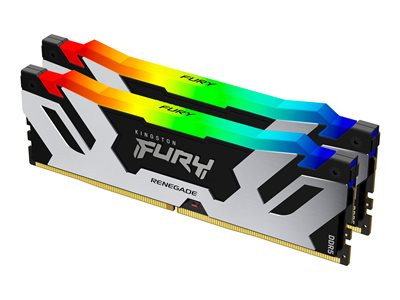 Kingston FURY Renegade RGB - DDR5 - kit - 96 Go: 2 x 48 Go - DIMM 288 broches - 6400 MT/s / PC5-51200 - CL32 - 1.4 V - mémoire sans tampon - on-die ECC - noir et argent