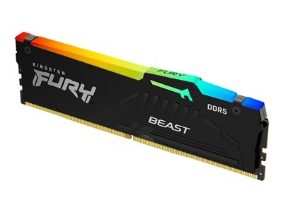Kingston FURY Beast RGB - DDR5 - module - 16 Go - DIMM 288 broches - 5600 MT/s / PC5-44800 - CL36 - 1.25 V - mémoire sans tampon - on-die ECC - noir