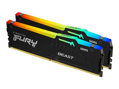 Kingston FURY Beast RGB - DDR5 - kit - 16 Go: 2 x 8 Go - DIMM 288 broches - 6000 MHz / PC5-48000 - CL30 - 1.4 V - mémoire sans tampon - on-die ECC - noir