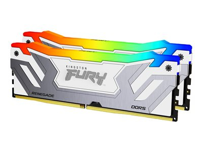 Kingston FURY Renegade RGB - DDR5 - kit - 48 Go: 2 x 24 Go - DIMM 288 broches - 4200 MT/s / PC5-67200 - CL40 - 1.45 V - mémoire sans tampon - on-die ECC - blanc et argent