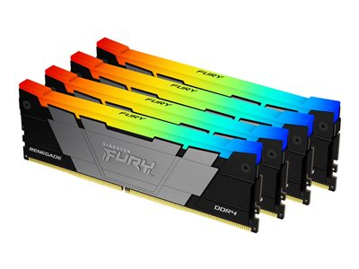 Kingston FURY Renegade RGB - DDR4 - kit - 128 Go: 4 x 32 Go - DIMM 288 broches - 3600 MT/s / PC4-28800 - CL18 - 1.2 V - mémoire sans tampon - non ECC - noir