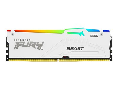 Kingston FURY Beast RGB - DDR5 - kit - 64 Go: 2 x 32 Go - DIMM 288 broches - 5600 MT/s / PC5-44800 - CL40 - 1.25 V - mémoire sans tampon - on-die ECC - blanc