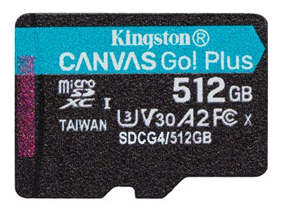 Kingston Canvas Go! Plus - Carte mémoire flash - 512 Go - A2 / Video Class V30 / UHS-I U3 / Class10 - microSDXC UHS-I