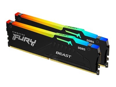 Kingston FURY Beast RGB - DDR5 - kit - 64 Go: 2 x 32 Go - DIMM 288 broches - 5600 MT/s / PC5-44800 - CL40 - 1.25 V - mémoire sans tampon - on-die ECC