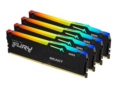 Kingston FURY Beast - DDR5 - kit - 128 Go: 4 x 32 Go - DIMM 288 broches - 5200 MT/s / PC5-41600 - CL40 - 1.25 V - on-die ECC