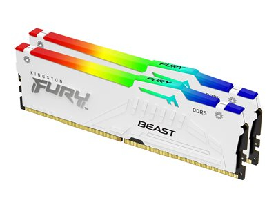 Kingston FURY Beast RGB - DDR5 - kit - 32 Go: 2 x 16 Go - DIMM 288 broches - 6800 MHz / PC5-54400 - CL34 - 1.4 V - mémoire sans tampon - on-die ECC - blanc