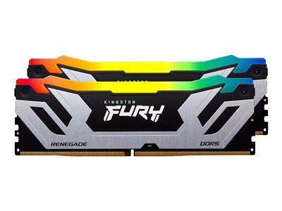 Kingston FURY Renegade RGB - DDR5 - kit - 48 Go: 2 x 24 Go - DIMM 288 broches - 4200 MT/s / PC5-67200 - CL40 - 1.45 V - mémoire sans tampon - on-die ECC - noir et argent