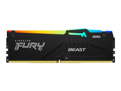 Kingston FURY Beast RGB - DDR5 - module - 32 Go - DIMM 288 broches - 3000 MHz / PC5-48000 - CL36 - 1.25 V - mémoire sans tampon - on-die ECC - noir