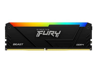 Kingston FURY Beast RGB - DDR4 - module - 16 Go - DIMM 288 broches - 3600 MT/s / PC4-28800 - CL18 - 1.35 V - mémoire sans tampon - non ECC - noir