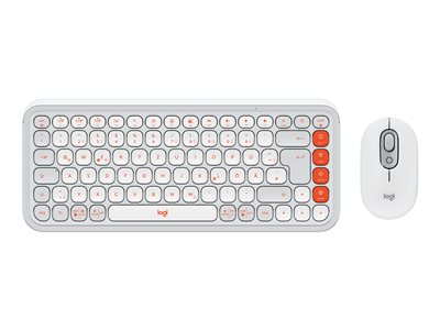 Logitech POP Icon Combo - Ensemble clavier et souris - sans fil - Bluetooth LE - QWERTZ - Allemand - blanc cassé, orange
