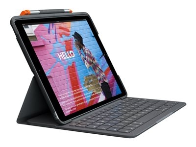 Logitech Slim Folio - Clavier et étui - sans fil - Bluetooth LE - QWERTY - International US - gris oxford - pour Apple 10.9-inch iPad (10ème génération)