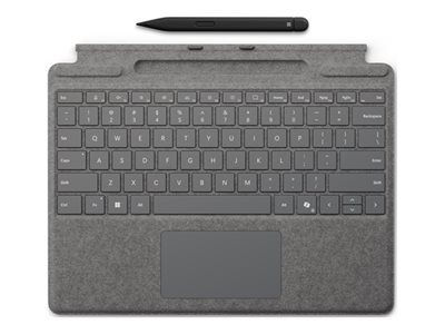 Microsoft Clavier Signature pour Surface Pro - Clavier - avec trackpad, accéléromètre, plateau de rangement et de chargement du Surface Slim Pen 2 - AZERTY - Belge - platine - avec Slim Pen 2 - pour Microsoft Surface Pro 8, Pro 8 for Business, Pro 9, Pro 9 for Business, Pro 10 for Business, Pro (11th Edition), Pro for Business (11th Edition)