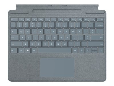 Microsoft Clavier Signature pour Surface Pro - Clavier - avec pavé tactile, accéléromètre, plateau de rangement et de chargement du Surface Slim Pen 2 - QWERTZ - Suisse - bleu iceberg - pour Surface Pro 8, Pro X