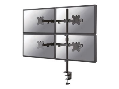 Neomounts FPMA-D550D4 - Kit de montage (montage par passe-câble, fixation par pince pour bureau, poteau, 4 adaptateurs VESA, 4 bras) - pleine action - pour 4 écrans LCD / plasma - noir - Taille d'écran : 13"-32"