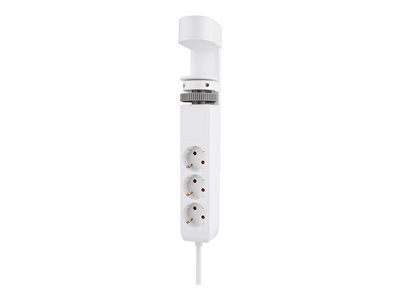 Neomounts - Coupe-circuit - USB-C + USB-A - CA 230 V - 3680 Watt - entrée : Type F - connecteurs de sortie : 3 (2 x 24 broches USB-C (PD), USB, 3 x alimentation Type F) - 1.4 m cordon - blanc - avec support de bureau à pince