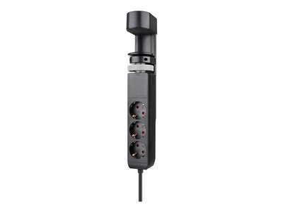Neomounts - Coupe-circuit - USB-C + USB-A - CA 230 V - 3680 Watt - entrée : Type F - connecteurs de sortie : 3 (2 x 24 broches USB-C (PD), USB, 3 x alimentation Type F) - 1.4 m cordon - noir - avec support de bureau à pince