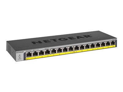 NETGEAR GS116PP - Commutateur - non géré - 16 x 10/100/1000 (PoE+) - de bureau, Montable sur rack, fixation murale - PoE+ (183 W) - Tension CC