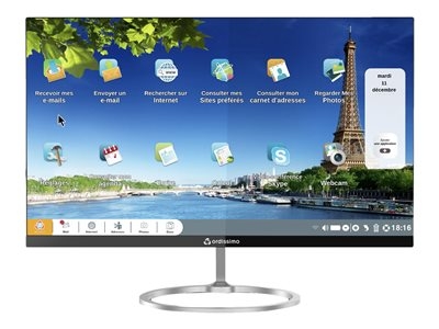 ORDISSIMO Clara - Tout-en-un - Atom x5 E8000 / 1.04 GHz - RAM 4 Go - SSD - eMMC 32 Go, HDD 500 Go - HD Graphics - LAN sans fil: 802.11a/b/g/n/ac - Ordissimo v4 - moniteur : LCD 23.8" 1920 x 1080 (Full HD)