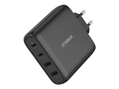 OtterBox Standard - Adaptateur secteur - 100 Watt - Fast Charge, PD - 4 connecteurs de sortie (2 x USB-C, 2 x USB de type A à 9 broches) - noir - Europe (sauf Royaume-Uni)