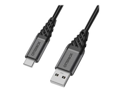 OtterBox Premium - Câble USB - USB (M) pour USB-C (M) - USB 2.0 - 3 m - noir cendre foncé