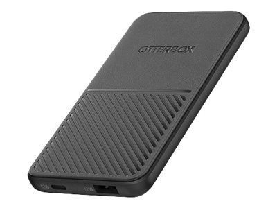 OtterBox Standard - Banque d'alimentation - 5000 mAh - Apple Fast Charge, AFC, USB BC 1.2 - 2 connecteurs de sortie (USB, USB-C) - sur le câble : USB-C - presque nuit