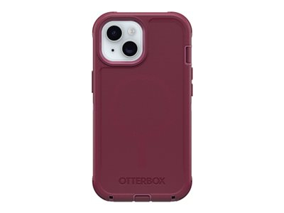 OtterBox Defender Series - Coque de protection pour téléphone portable - compatibilité avec MagSafe - couche de polycarbonate, élastomère thermoplastique (TPE) - baie de baies de cerises (rose) - pour Apple iPhone 13, 14, 15