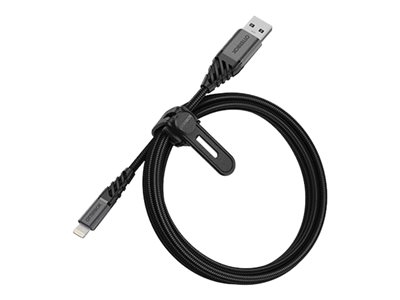 OtterBox Premium - Câble Lightning - USB mâle pour Lightning mâle - 1 m - noir cendre foncé