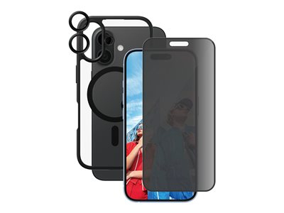 CARE by PanzerGlass - Pack de protection 3 en 1 - boîtier de protection coque de protection pour téléphone portable - robuste - vaisseau amiral - compatibilité avec MagSafe - polyuréthanne thermoplastique (TPU), polycarbonate, revêtement oléophobe, alliage d'aluminium, polyéthylène téréphtalate (PET) - transparent - avec protecteur d'écran et protecteur d'objectif - pour Apple iPhone 16