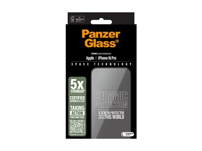 PanzerGlass Ceramic Protection - Protection d'écran pour téléphone portable - coupe ultra-large - verre - couleur de cadre noir - pour Apple iPhone 16 Pro