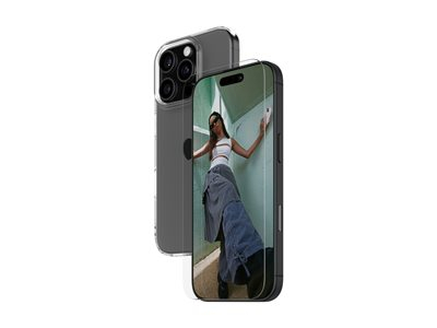 SAFE. by PanzerGlass - Pack de protection 2 en 1 - coque de protection pour téléphone portable - polyuréthanne thermoplastique (TPU), polyéthylène téréphtalate (PET), revêtement oléophobe - transparent - avec Protecteur d'écran en verre trempé - pour Apple iPhone 16 Pro