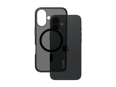 CARE by PanzerGlass Urban Combat - Coque de protection pour téléphone portable - compatibilité avec MagSafe - revêtement oléophobe, polyuréthanne thermoplastique (TPU), polycarbonate (PC) - noir fumée - pour Apple iPhone 16
