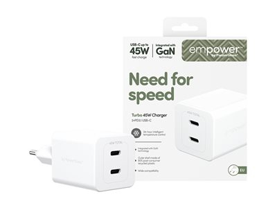 PGE Turbo 45W Charger 2 x USB-C EU White