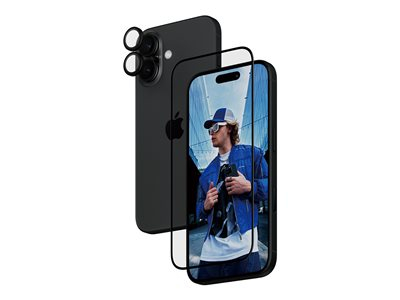 PanzerGlass - Protection 2 en 1 - kit de protection de l'écran / de la lentille pour téléphone portable - verre - couleur de cadre noir - pour Apple iPhone 16