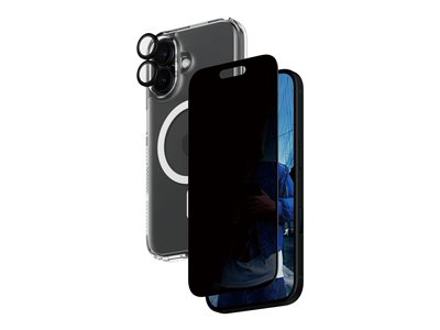 PanzerGlass - Pack de protection de la vie privée 3-en-1 - boîtier de protection coque de protection pour téléphone portable - compatibilité avec MagSafe - polycarbonate (PC), polyuréthanne thermoplastique (TPU), revêtement oléophobe, polyéthylène téréphtalate (PET) - avec protecteur d'écran et protecteur d'objectif - pour Apple iPhone 16